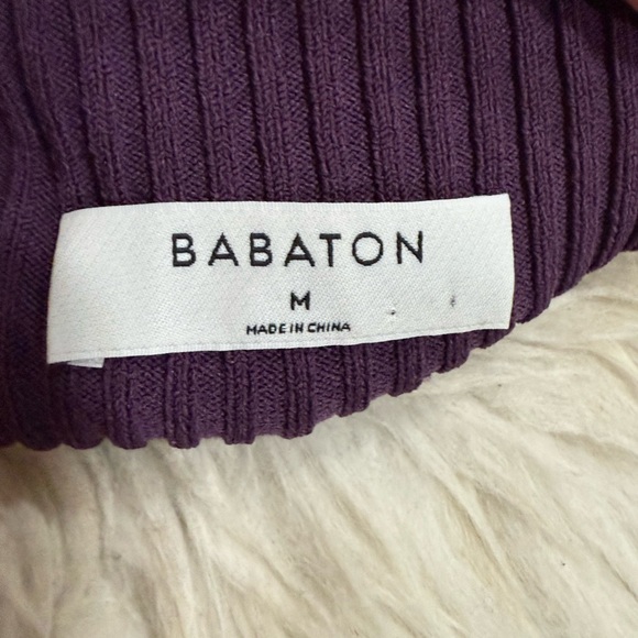 Aritzia Babaton Sculpt Ribbed Knit Tie-back Longsleeve In Dewberry Purple Size M - Picture 10 of 12